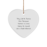 Bonus Mom Gifts from Men - Funny Heart Ornament Christmas Unique Finds for Bonus Mom Partner - Image 1